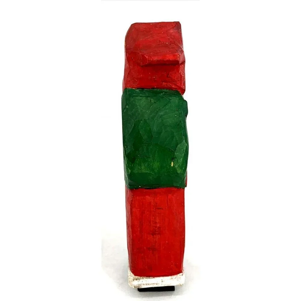 Santa Folk Art Wood Hand Carved Painted Signed 1991 Vintage 7